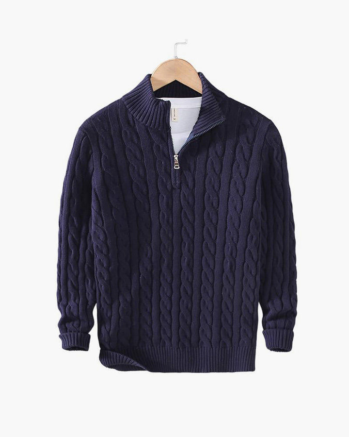 TAEBAEK Zipped Cable Sweater