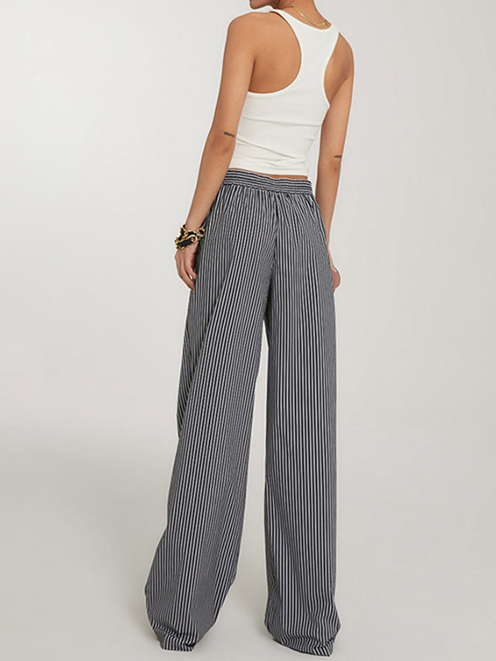 Casual Striped Wide Leg Pants