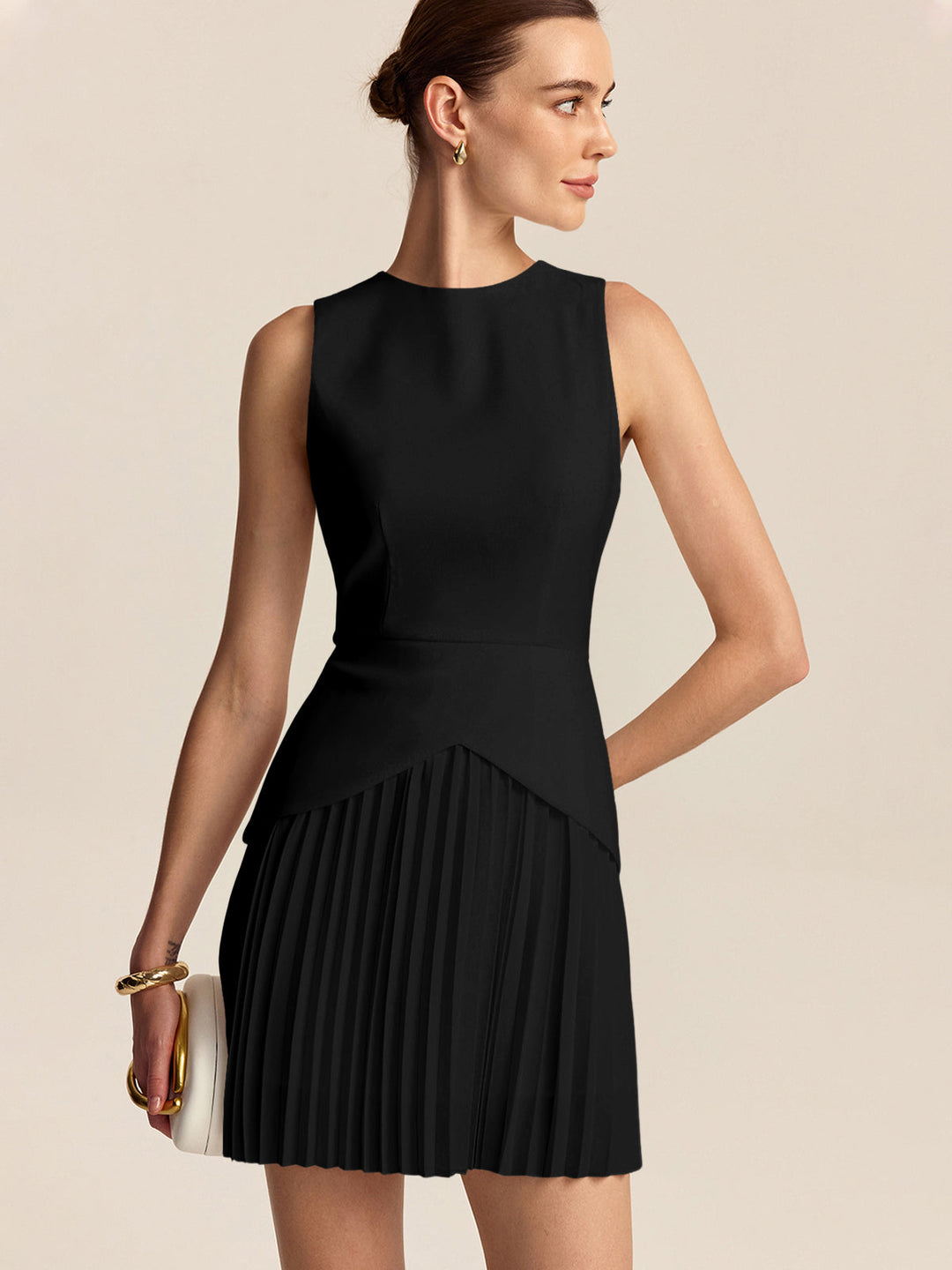Pleated Hem Mini Dress
