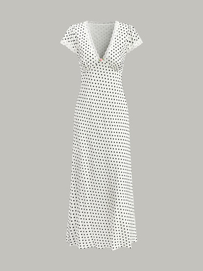 Polka Dot Lace-Trim Dress