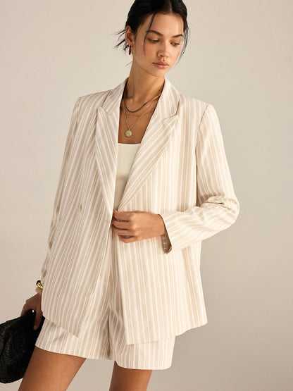 Striped Double-Breasted Blazer