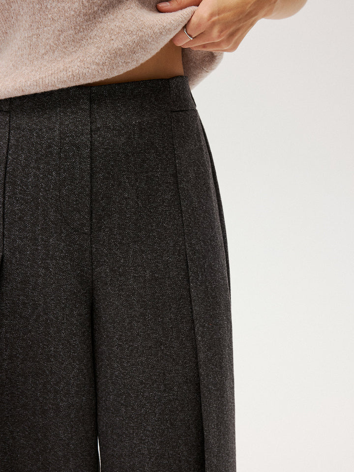 Elastic Waist Pleated Wide Leg Pants