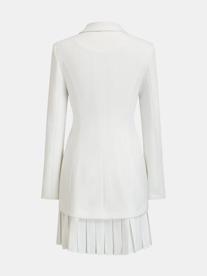 Pleated Hem Tailored Blazer Mini Dress