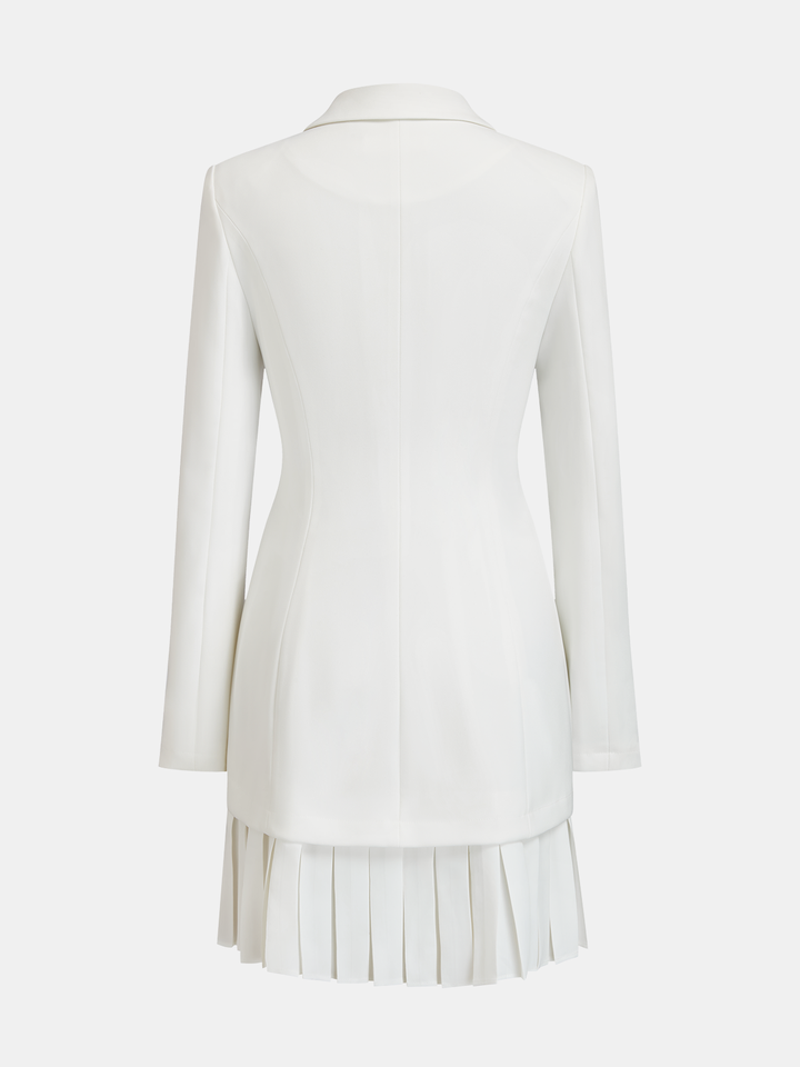 Pleated Hem Tailored Blazer Mini Dress
