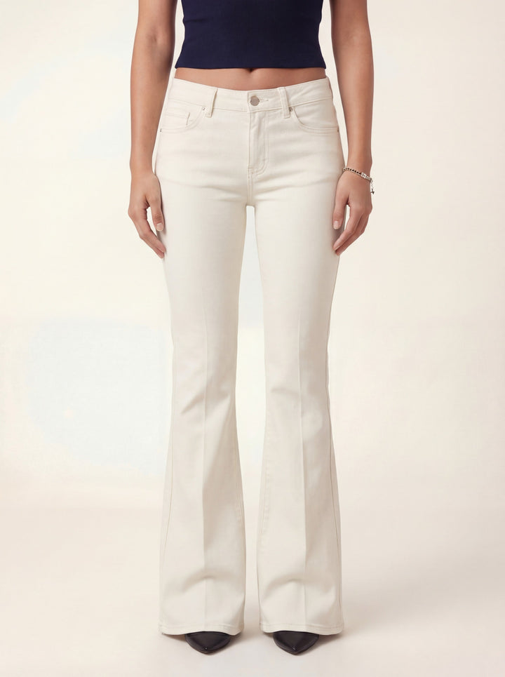 Amara Flare Denim Jeans - Vanilla
